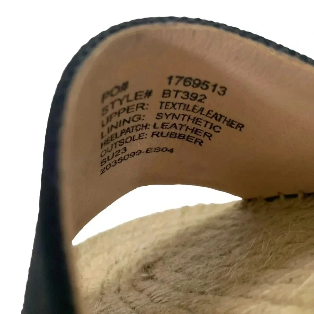 J. Crew Leather and Canvas Made in Spain ankle strap espadrille Black Size 5 NWT